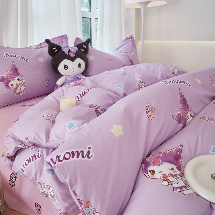 91家纺网 家纺一手货源 找家纺 蘭菲家纺 2024新款全棉小版卡通三丽鸥四件套 小甜筒