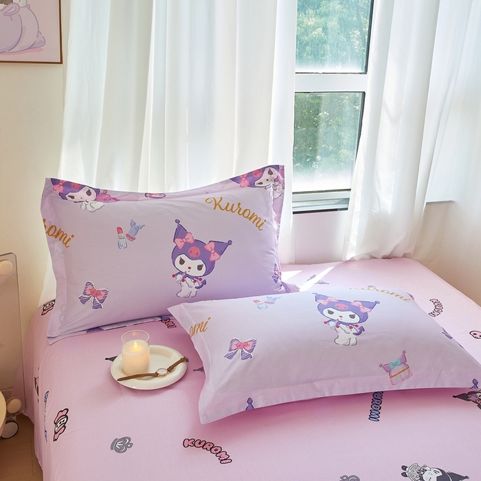 91家纺网 家纺一手货源 找家纺 蘭菲家纺 2024新款全棉小版卡通三丽鸥单被套 小甜酱.紫