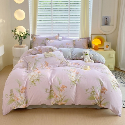 星期三家纺 2024新款13372铂金全棉四件套（加老板微信有会员价）（10月新款）（加老板微信有会员价） 盛春-紫