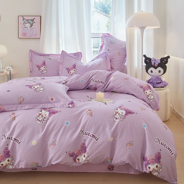 91家纺网 家纺一手货源 找家纺 蘭菲家纺 2024新款全棉小版卡通三丽鸥四件套 小甜筒