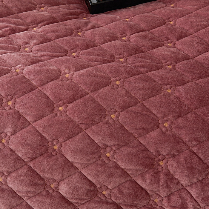 91家纺网 家纺一手货源 找家纺 罗艺轩 2024新款加厚宝宝绒夹棉床裙三件套-梦幻星辰 豆沙粉