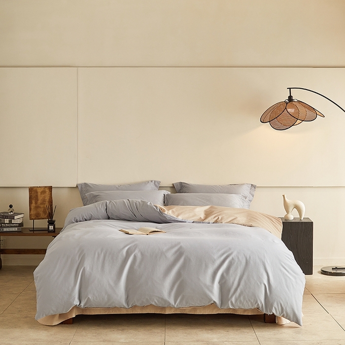 91家纺网 家纺一手货源 找家纺 秀色家纺 2025新款秋冬加厚保暖床上纯色四件套纯棉磨毛全棉床单被套三件套50支-瑞妮 瑞妮-松灰+奶油