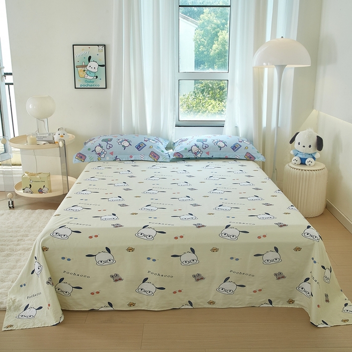 91家纺网 家纺一手货源 找家纺 蘭菲家纺 2024新款全棉小版卡通三丽鸥单被套 演唱会.蓝