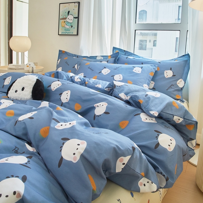 91家纺网 家纺一手货源 找家纺 蘭菲家纺 2024新款全棉小版卡通三丽鸥四件套 小金豆.灰