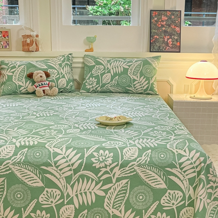 91家纺网 家纺一手货源 找家纺 义博家纺 2025新款全棉老粗布床单 花恋蝶