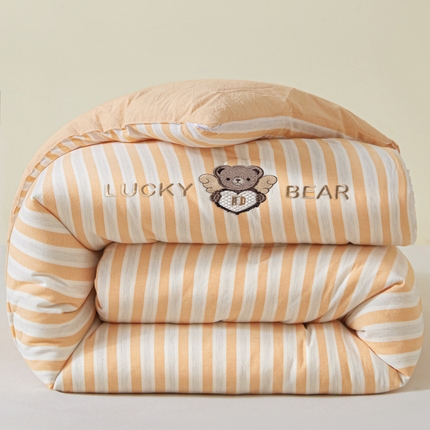 91家纺网 家纺一手货源 找家纺 一加一 2025新款彩纱色织全棉大豆被 天竺  黄