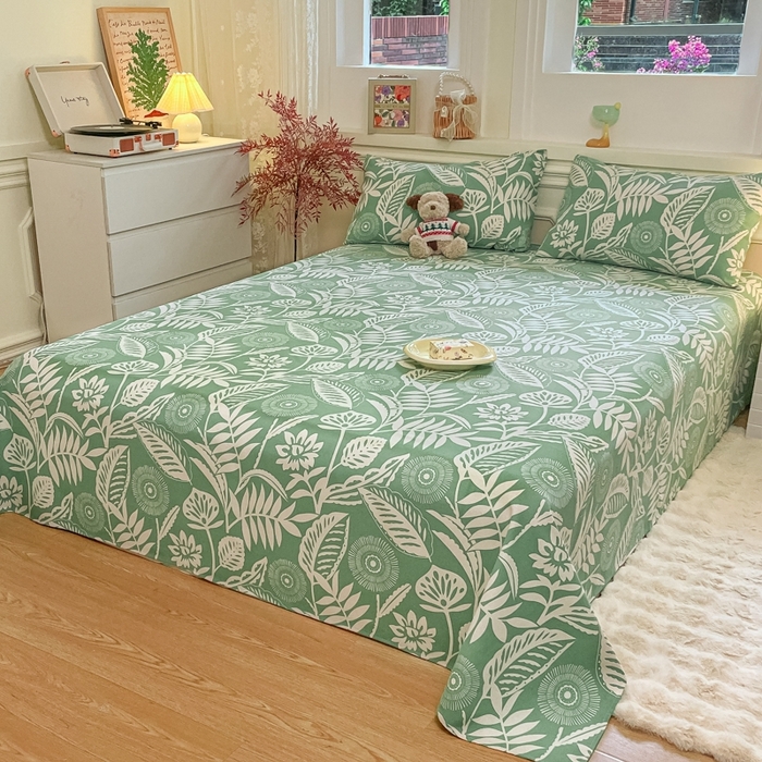 91家纺网 家纺一手货源 找家纺 义博家纺 2025新款全棉老粗布床单 花恋蝶