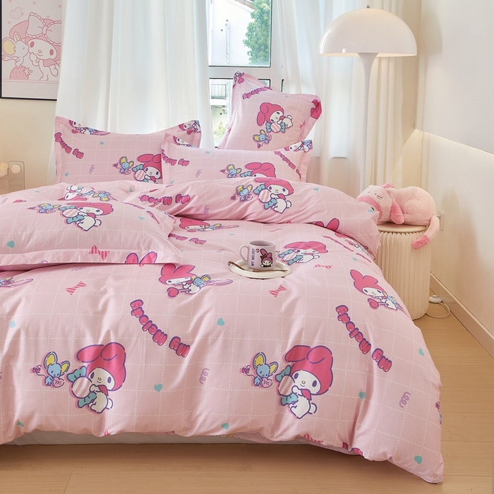 91家纺网 家纺一手货源 找家纺 蘭菲家纺 2024新款全棉小版卡通三丽鸥四件套 美食家