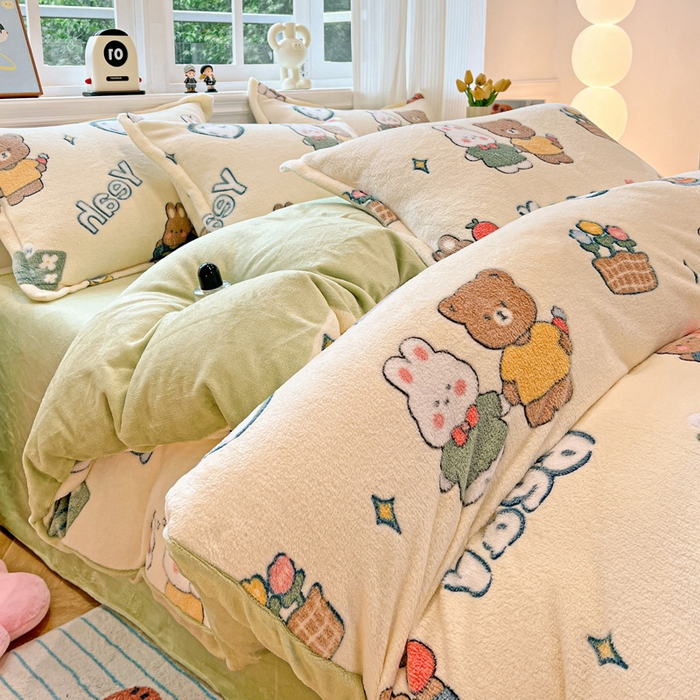 91家纺网 家纺一手货源 找家纺 韩巢家纺 2024新款加厚雪花绒牛奶绒珊瑚绒单件被套-新品（提供卖家秀 ） 快乐心情