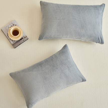 千朵森 2024新款A类纯色牛奶绒单枕套-芙妮系列 芙妮-印月灰