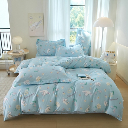 蘭菲家纺 2024新款全棉小版卡通三丽鸥四件套 小清新