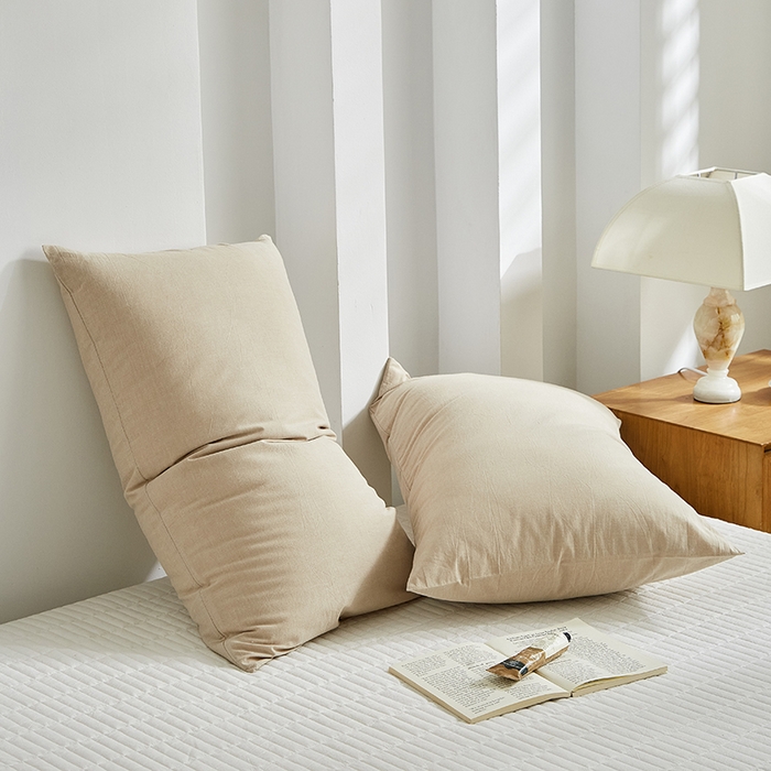 91家纺网 家纺一手货源 找家纺 呦呦南宋 纯棉简约款枕套 母婴级A类全棉色织水洗棉无印风单品一对装全棉枕头套 咖色（简约款）