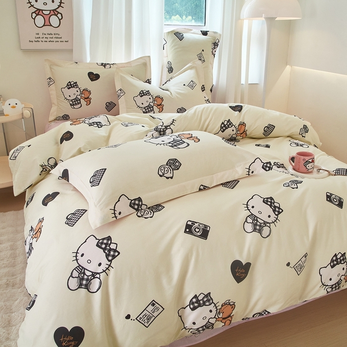 91家纺网 家纺一手货源 找家纺 蘭菲家纺 2024新款全棉小版卡通三丽鸥四件套 小布熊