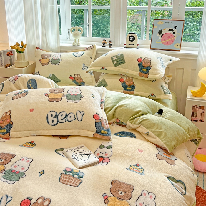 91家纺网 家纺一手货源 找家纺 韩巢家纺 2024新款加厚雪花绒牛奶绒珊瑚绒单件被套-新品（提供卖家秀 ） 快乐心情