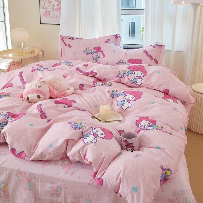 91家纺网 家纺一手货源 找家纺 蘭菲家纺 2024新款全棉小版卡通三丽鸥四件套 美食家