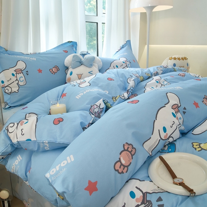 91家纺网 家纺一手货源 找家纺 蘭菲家纺 2024新款全棉小版卡通三丽鸥四件套 小土豆