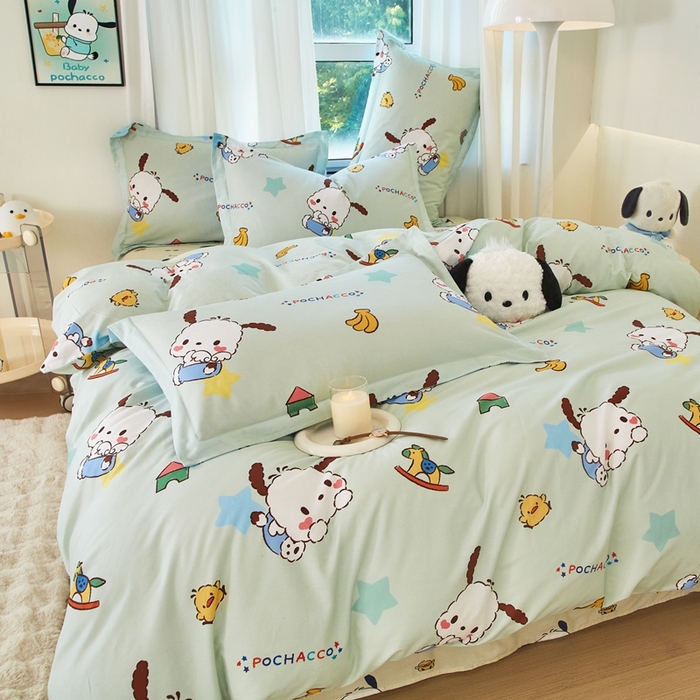 91家纺网 家纺一手货源 找家纺 蘭菲家纺 2024新款全棉小版卡通三丽鸥四件套 水果派