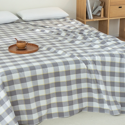 91家纺网 家纺一手货源 找家纺 总【呦呦南宋】水洗棉床单A类母婴级纯棉 单件无印风单双人格子全棉纯色单品床单