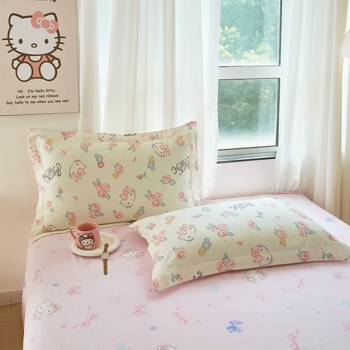 91家纺网 家纺一手货源 找家纺 蘭菲家纺 2024新款全棉小版卡通三丽鸥单被套 蜜蜜花园