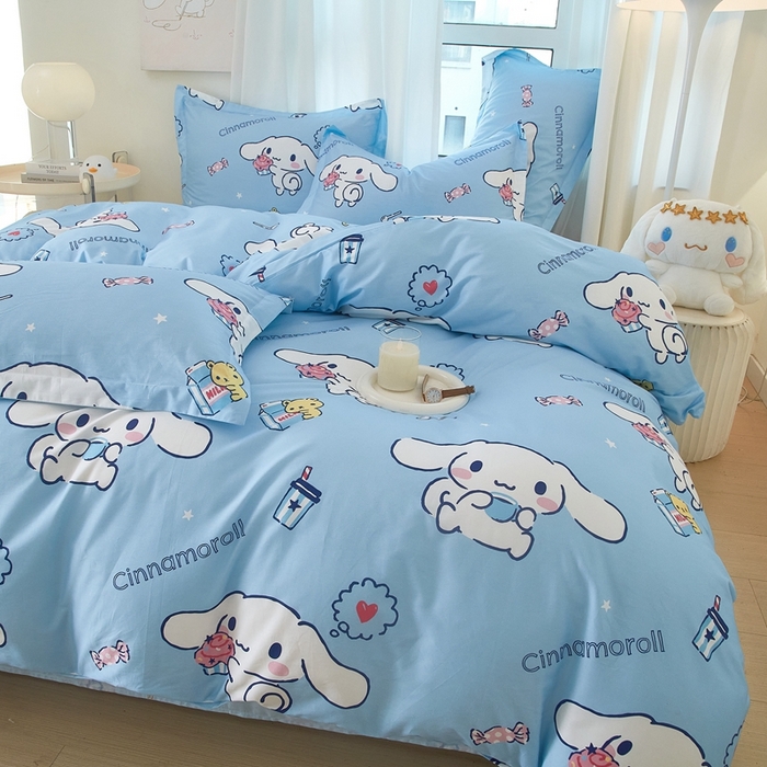 91家纺网 家纺一手货源 找家纺 蘭菲家纺 2024新款全棉小版卡通三丽鸥四件套 小团子