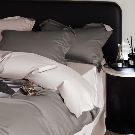 91家纺网 家纺一手货源 找家纺 秀色家纺 2025新款50支贡缎A类轻奢纯色长绒棉四件套全棉纯棉被套高级感床单三件套-雅克 雅克-香芋紫