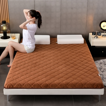 亿丁点床垫 2024新款加厚宝宝绒抗压床垫 宝宝绒棕色