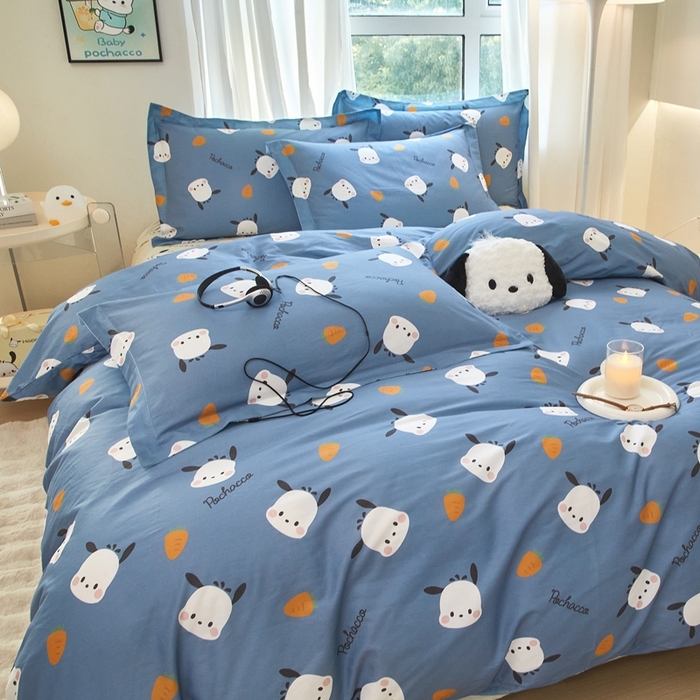 91家纺网 家纺一手货源 找家纺 蘭菲家纺 2024新款全棉小版卡通三丽鸥四件套 小金豆.灰