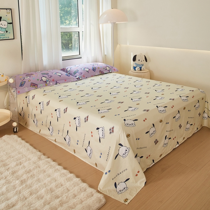 91家纺网 家纺一手货源 找家纺 蘭菲家纺 2024新款全棉小版卡通三丽鸥四件套 演唱会.紫