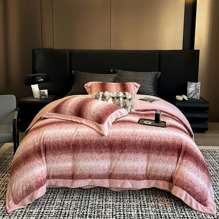 若未家居 LOVEWE HOUSE 2025新款秋冬渐变丹麦貂四件套-卡洛斯 卡洛斯-珊瑚粉