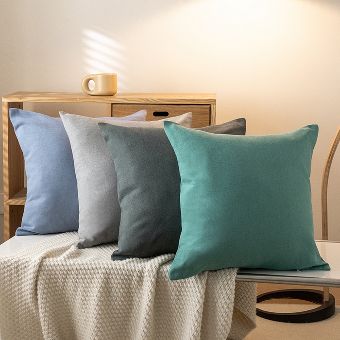 91家纺网 家纺一手货源 找家纺 （总）呦呦南宋 2024新款老粗布抱枕套纯色抱枕套粗布纹理感高级感隐形拉链可拆卸加厚靠垫套