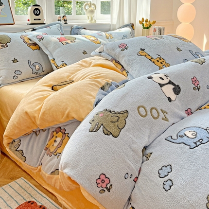 91家纺网 家纺一手货源 找家纺 （总）韩巢家纺 2024新款加厚雪花绒牛奶绒珊瑚绒单件被套-新品（提供卖家秀 ）