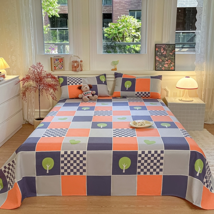 91家纺网 家纺一手货源 找家纺 义博家纺 2025新款全棉老粗布床单 玛奇朵