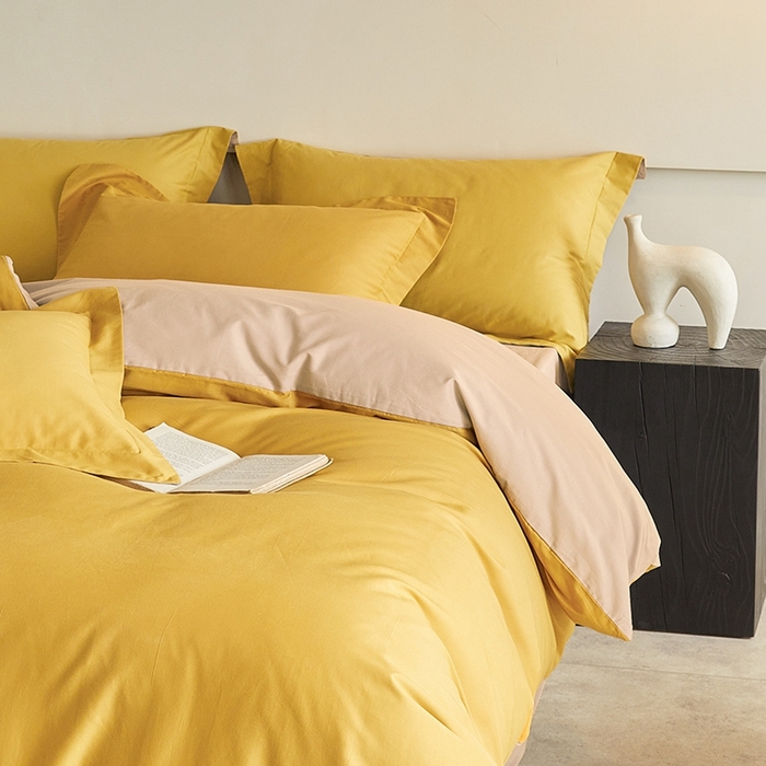 91家纺网 家纺一手货源 找家纺 秀色家纺 2025新款秋冬加厚保暖床上纯色四件套纯棉磨毛全棉床单被套三件套50支-瑞妮 瑞妮-落日黄+奶油