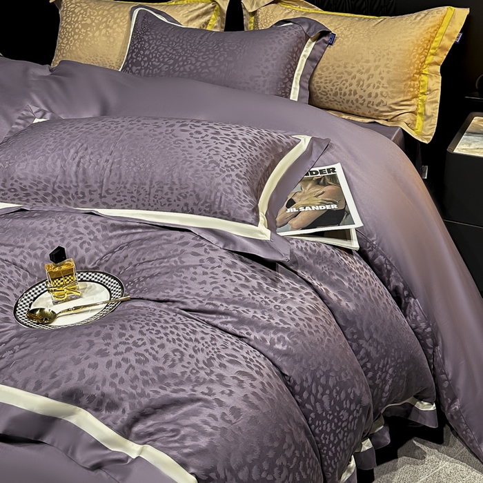 91家纺网 家纺一手货源 找家纺 （总）雲归梦 2024新款轻奢双拼角全棉提花四件套