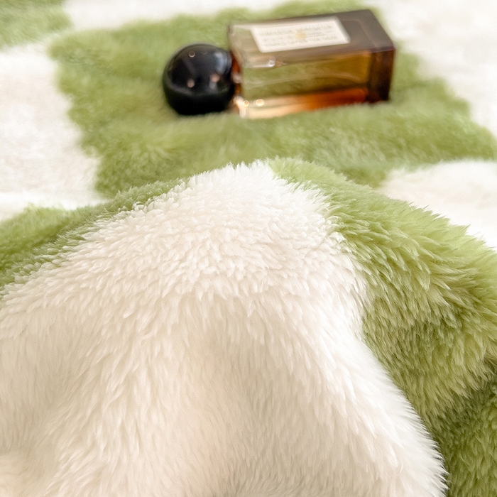 91家纺网 家纺一手货源 找家纺 慕木家纺 2025秋冬新款A类北极绒棋盘格双面毛毯 棋盘格双面绒毯-抹茶绿