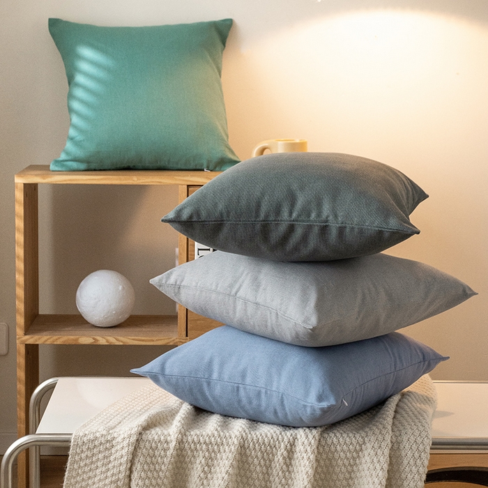 91家纺网 家纺一手货源 找家纺 （总）呦呦南宋 2024新款老粗布抱枕套纯色抱枕套粗布纹理感高级感隐形拉链可拆卸加厚靠垫套