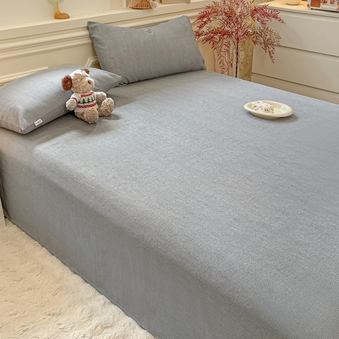 91家纺网 家纺一手货源 找家纺 义博家纺 2025新款全棉老粗布床单 商务灰