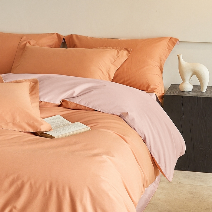 91家纺网 家纺一手货源 找家纺 秀色家纺 2025新款秋冬加厚保暖床上纯色四件套纯棉磨毛全棉床单被套三件套50支-瑞妮 瑞妮-桔红+桃粉