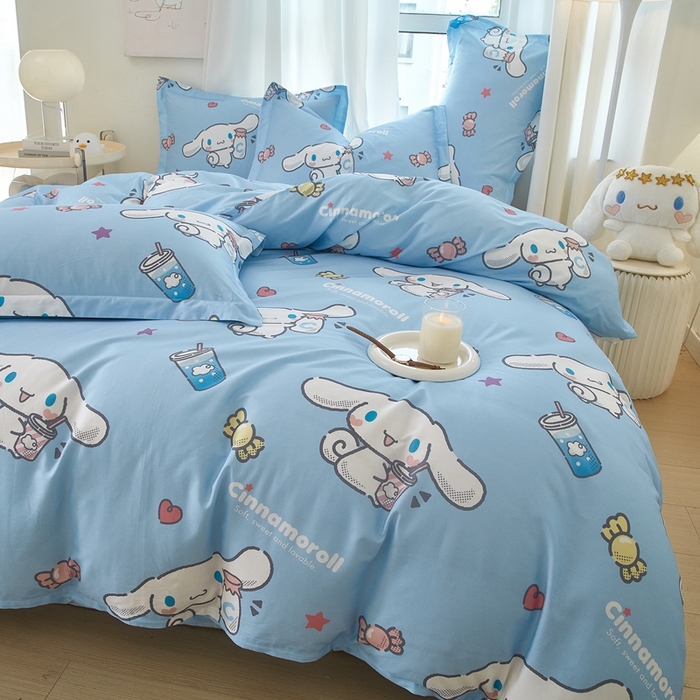 91家纺网 家纺一手货源 找家纺 蘭菲家纺 2024新款全棉小版卡通三丽鸥四件套 小土豆