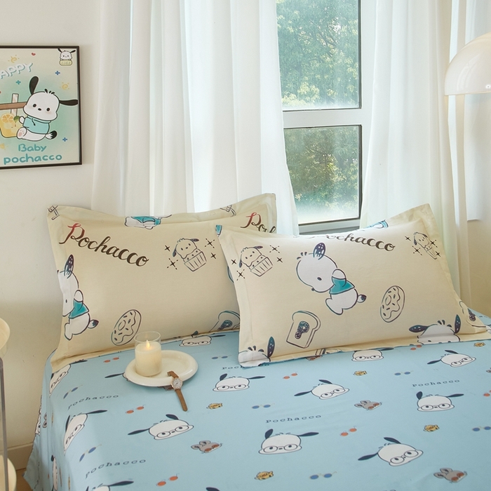 91家纺网 家纺一手货源 找家纺 蘭菲家纺 2024新款全棉小版卡通三丽鸥单被套 俏皮狗