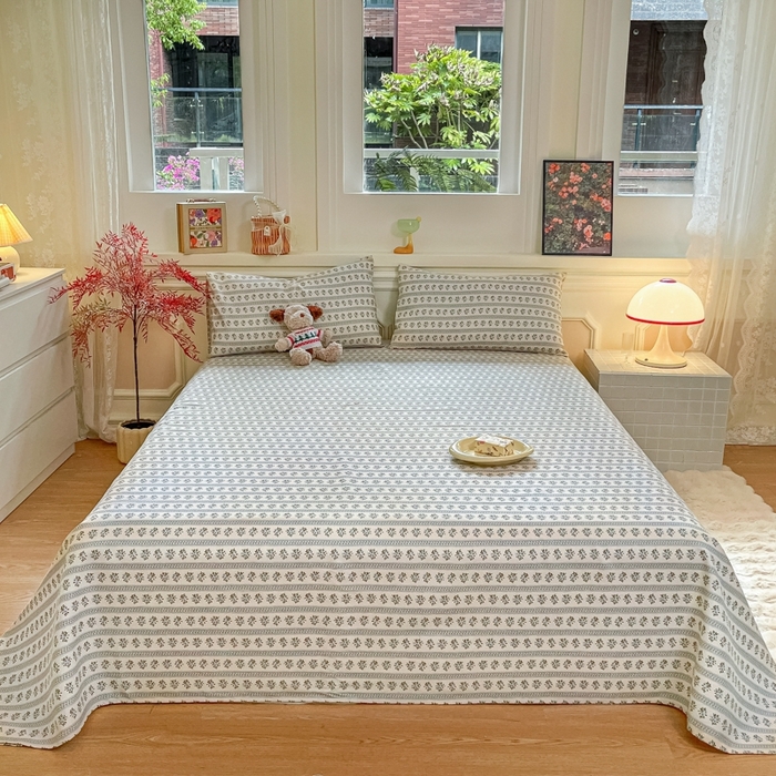 91家纺网 家纺一手货源 找家纺 义博家纺 2025新款全棉老粗布床单 陌微