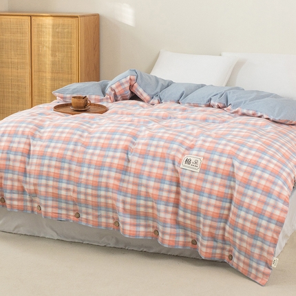 91家纺网 家纺一手货源 找家纺 （总）呦呦南宋 纽扣款单被套A类纯棉  母婴级色织水洗棉 单件纯色被罩 无印风全棉单品被套