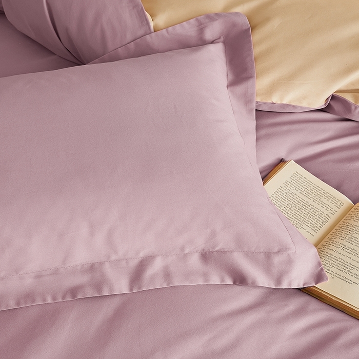 91家纺网 家纺一手货源 找家纺 秀色家纺 2025新款秋冬加厚保暖床上纯色四件套纯棉磨毛全棉床单被套三件套50支-瑞妮 瑞妮-轻紫+奶油