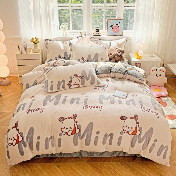 91家纺网 家纺一手货源 找家纺 韩巢家纺 2024新款加厚雪花绒牛奶绒珊瑚绒四件套-新品（提供卖家秀） 米菲