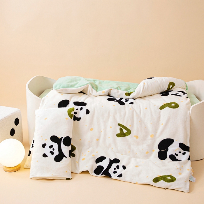 91家纺网 家纺一手货源 找家纺 鱼宝 2024新款牛奶绒可拆卸被套被芯 小熊猫