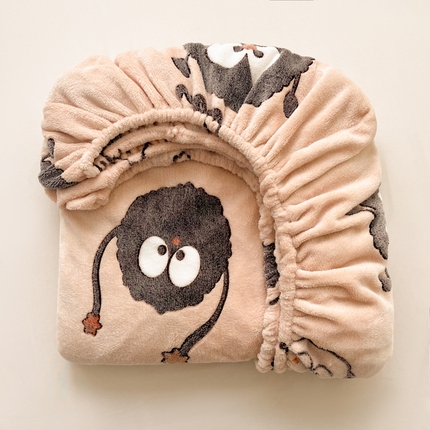 91家纺网 家纺一手货源 找家纺 （总）韩巢家纺 2024新款加厚雪花绒卡通印花保暖牛奶绒珊瑚绒床笠三件套