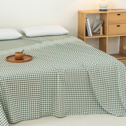 91家纺网 家纺一手货源 找家纺 总【呦呦南宋】水洗棉床单A类母婴级纯棉 单件无印风单双人格子全棉纯色单品床单