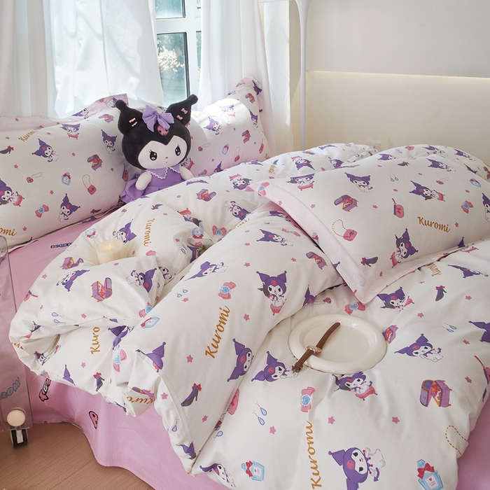 91家纺网 家纺一手货源 找家纺 蘭菲家纺 2024新款全棉小版卡通三丽鸥四件套 小臭美