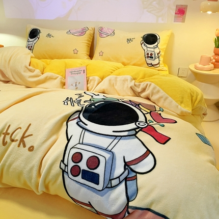 （总）控价 2025年新款240克全消光A类儿童牛奶绒四件套-太空行