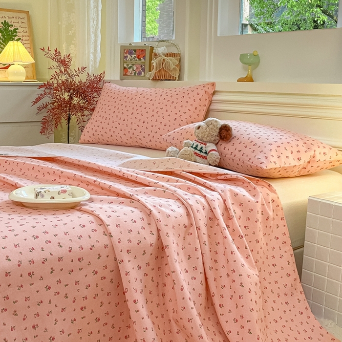 91家纺网 家纺一手货源 找家纺 义博家纺 2025新款全棉老粗布床单 梵花